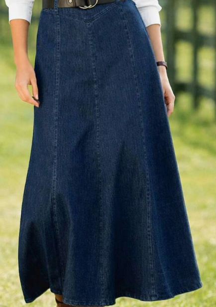 High Elastic Denim Mini Skirt, Washed Deep Blue Casual Spring