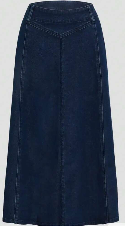 High Elastic Denim Mini Skirt, Washed Deep Blue Casual Spring